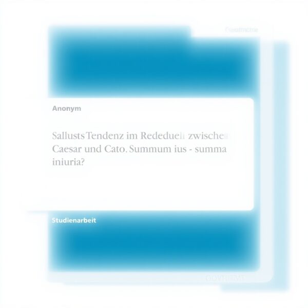 Sallust Caesar Cato Rededuell GRIN Verlag Antike Analyse