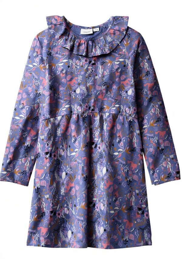 Mädchenkleid Noa Noa Print Blau Rose Elastisch Jersey-0