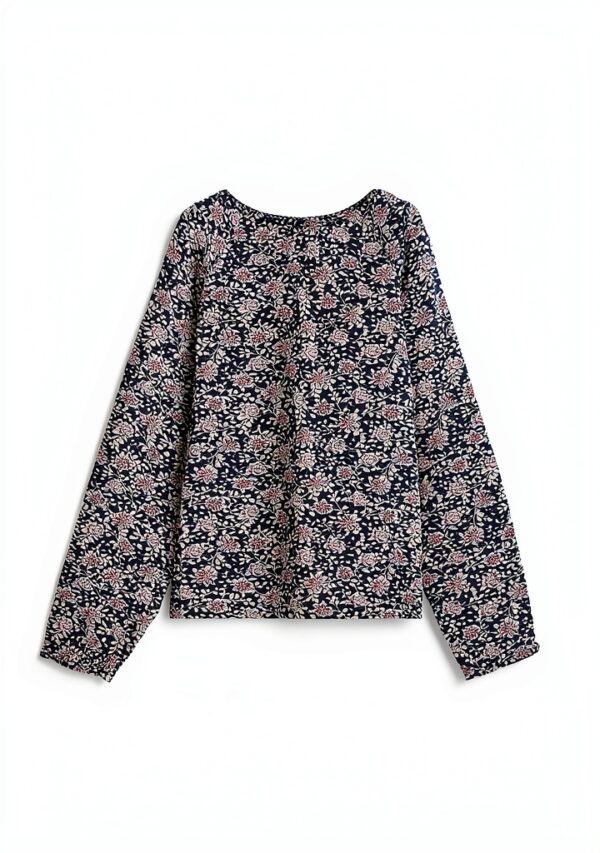 NOA NOA Mädchenkleid Blau Blumen Jersey Langarm-3