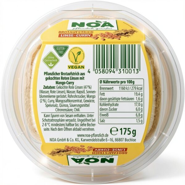 Pflanzlicher Brotaufstrich Noa vegan proteinreich glutenfrei-3