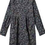 NOA NOA Mädchenkleid Blau Blumen Jersey Langarm-0