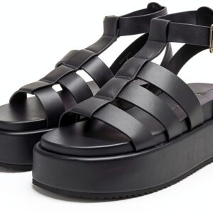 Buffalo Damen Sandalen Synthetik Blockabsatz Schnalle-0