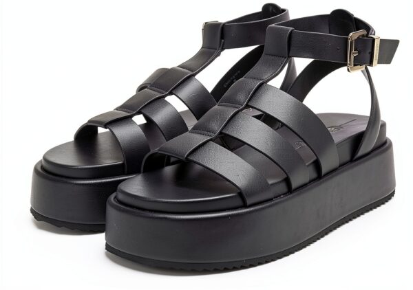Buffalo Damen Sandalen Synthetik Blockabsatz Schnalle-0