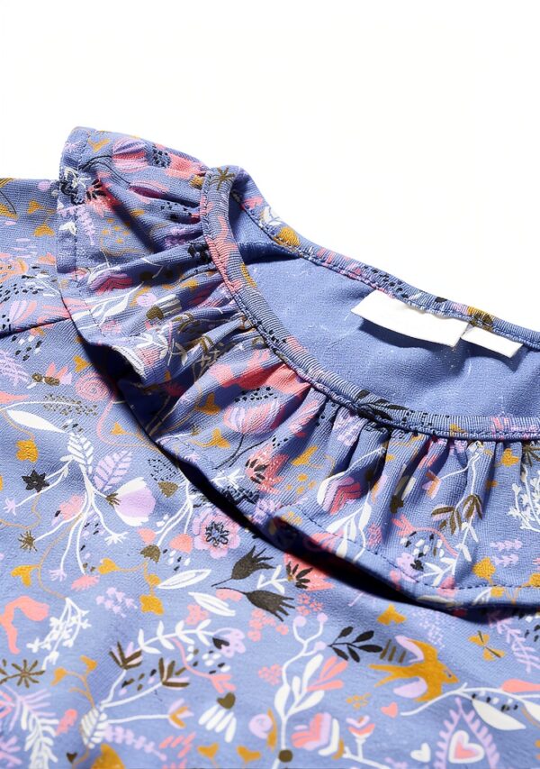 Mädchenkleid Noa Noa Print Blau Rose Elastisch Jersey-1