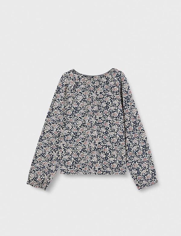 Mädchenkleid NOA NOA Langarm Blau Blumen Jersey-3