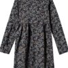NOA NOA Mädchenkleid Blau Blumen Jersey Langarm-1