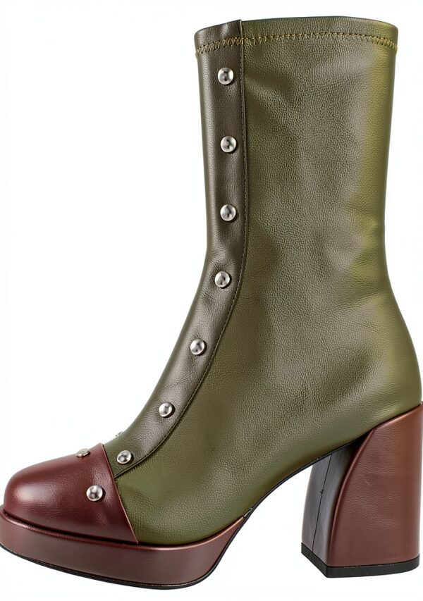NOA HARMON Damenstiefel mit Nieten Plattform Grün Größe 39-1