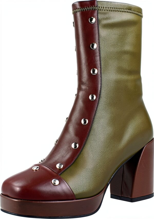 NOA HARMON Damenstiefel mit Nieten Plattform Grün Größe 39-0