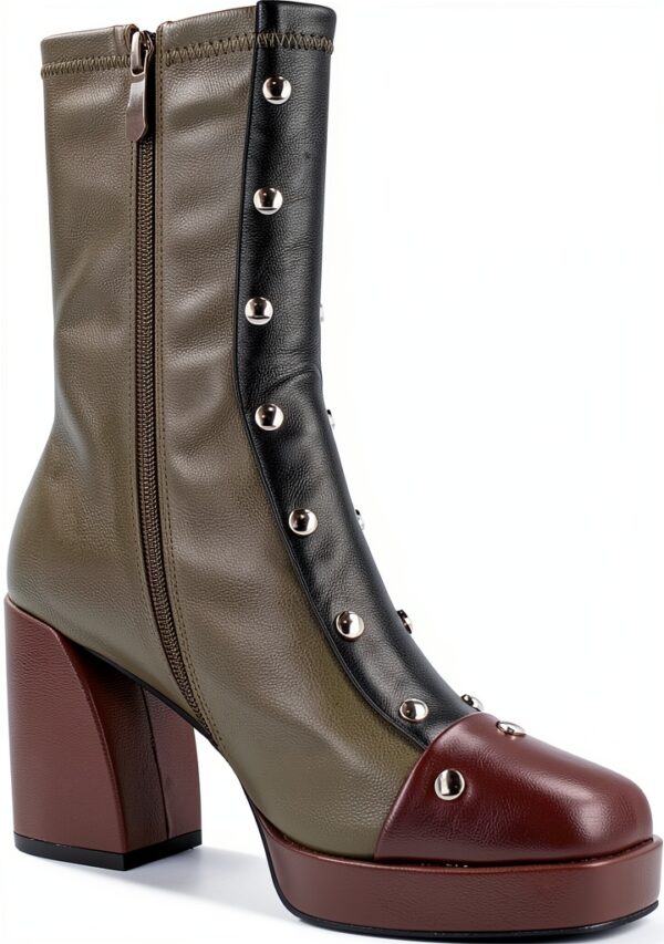 NOA HARMON Damenstiefel mit Nieten Plattform Grün Größe 39-4