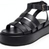Buffalo Damen Sandalen Synthetik Blockabsatz Schnalle-4