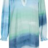 Noa Noa Damen Tunika Kleid Kragenbund Ärmelbündchen Blau-1