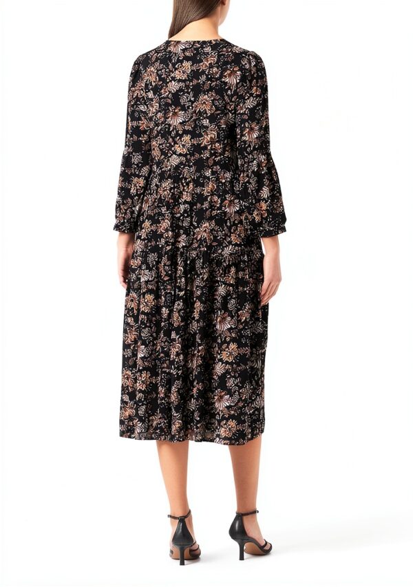 Noa Noa Damenkleid V-Ausschnitt Taschen feminin schwarz grau-2