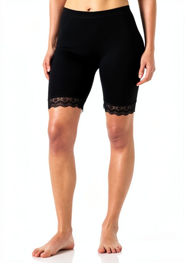 Noa Noa Leggings Damen Spitze Jersey Kurz schwarz-0