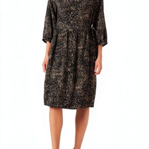 Noa Noa Damen Wrapdress mit Volantärmeln Print Beige Schwarz-0