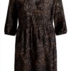 Noa Noa Damen Wrapdress mit Volantärmeln Print Beige Schwarz-1