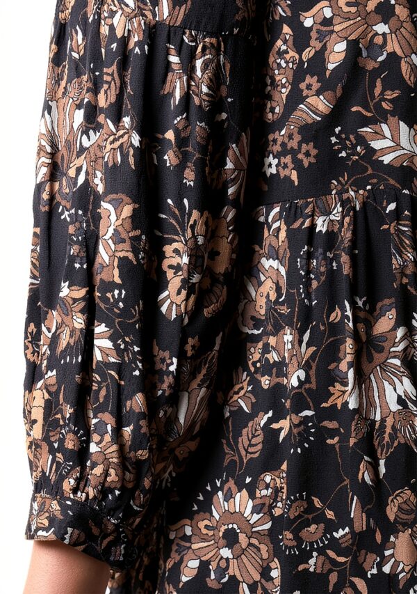 Noa Noa Damenkleid V-Ausschnitt Taschen feminin schwarz grau-3