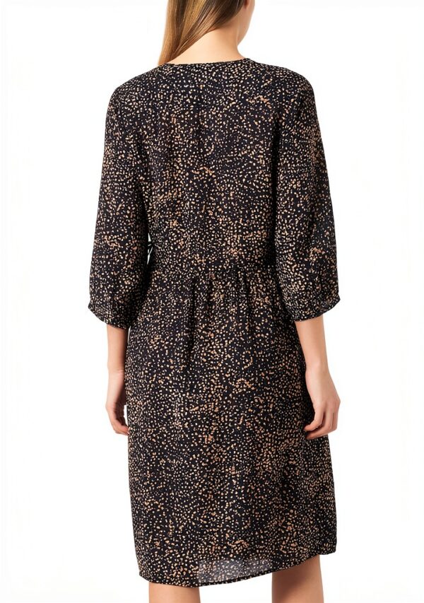 Noa Noa Damen Wrapdress mit Volantärmeln Print Beige Schwarz-4