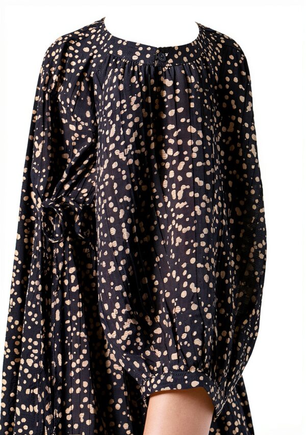 Noa Noa Damen Wrapdress mit Volantärmeln Print Beige Schwarz-5