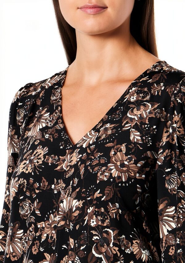 Noa Noa Damenkleid V-Ausschnitt Taschen feminin schwarz grau-1