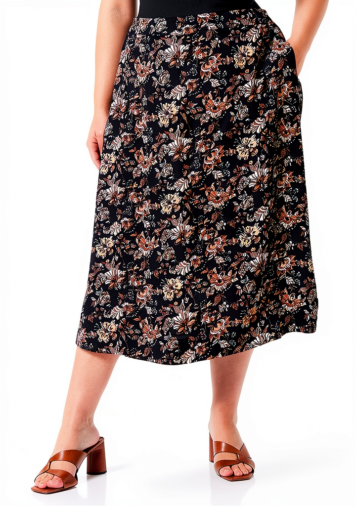Noa Noa Damenrock in Schwarz/Grau-Print von vorne
