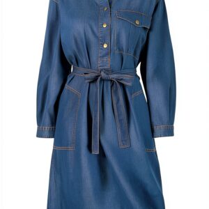 Noa Noa Damen Oversized Shirt Dress XL Denim-0