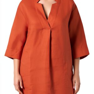 Oversized Tunik Kleid Noa Noa VAusschnitt Leinen-0