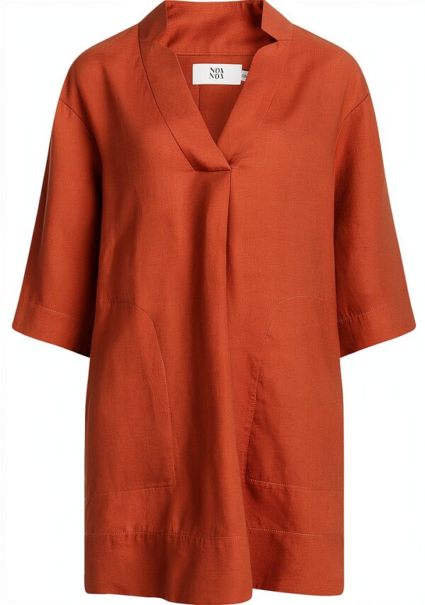 Oversized Tunik Kleid Noa Noa VAusschnitt Leinen-1