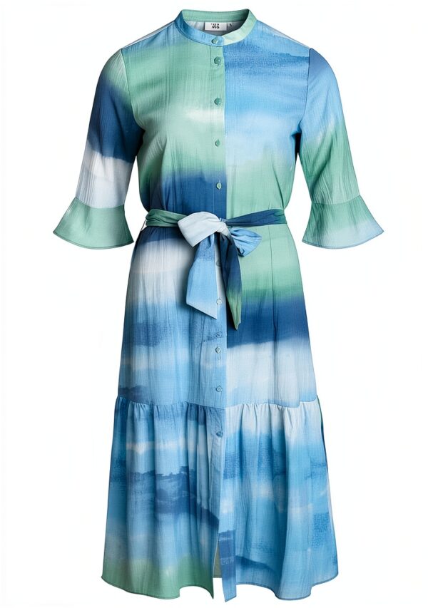 Noa Noa Damen Wasserfarben-Print-Langarmkleid-1