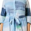 Noa Noa Damen Wasserfarben-Print-Langarmkleid-5