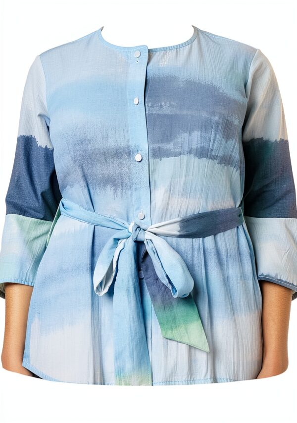 Noa Noa Damen Wasserfarben-Print-Langarmkleid-5
