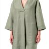 Oversized Tunik Kleid Noa Noa VAusschnitt Leinen-0