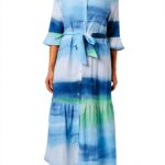 Noa Noa Damen Wasserfarben-Print-Langarmkleid-0