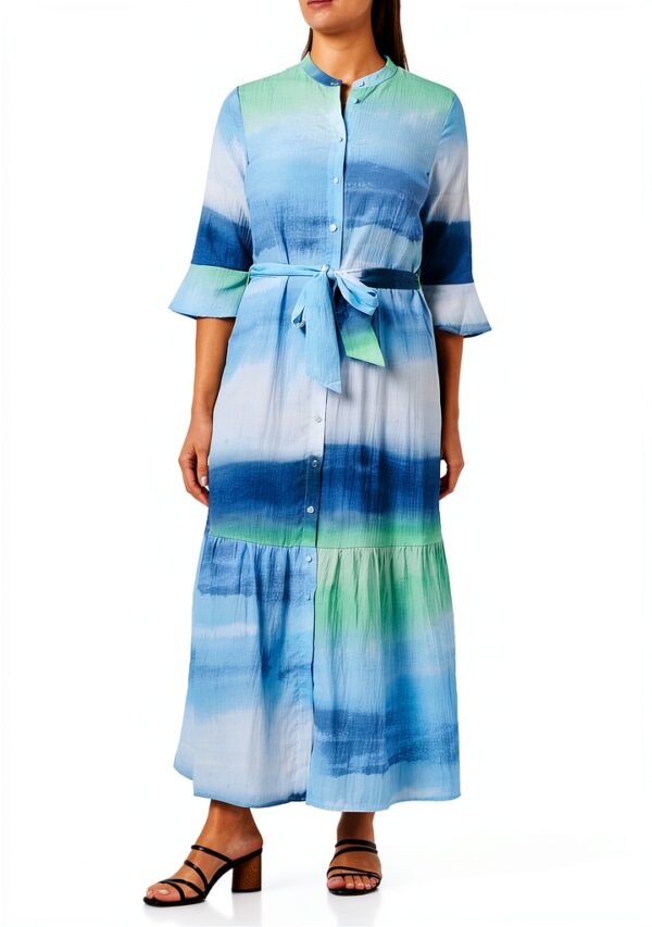 Noa Noa Damen Wasserfarben-Print-Langarmkleid-0
