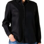 Sheer Linen Bluse Noa Noa Schwarz Damen Größe 34-0
