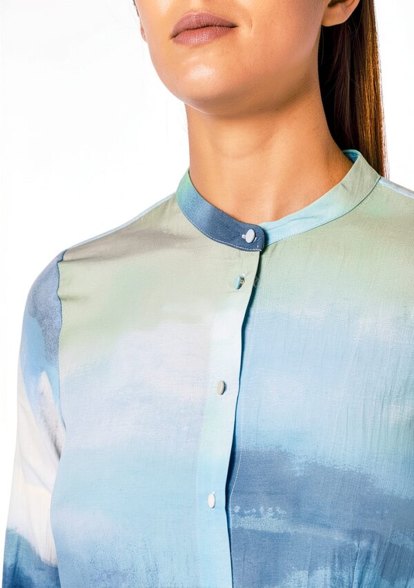 Noa Noa Damen Wasserfarben-Print-Langarmkleid-3