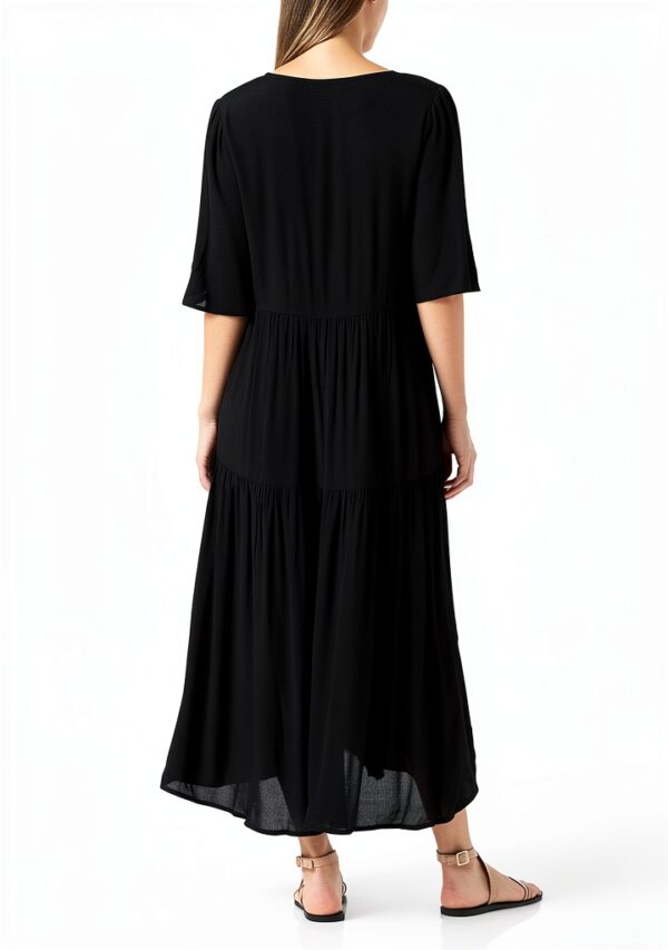 Damen Kleid Noa Noa Schwarz Kurzarm 3/4 Länge Modell 1-11000-2-3