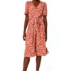 Noa Noa Damen Kleid Print Brown Kurzarm, knielang, Größe 34‑46-1