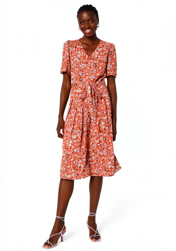 Noa Noa Damen Kleid Print Brown Kurzarm, knielang, Größe 34‑46-1