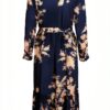 Noa Noa Damen Tunika Kleid V-Ausschnitt Print Blau/Beige Größe 40-2