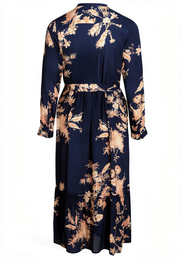 Noa Noa Damen Tunika Kleid V-Ausschnitt Print Blau/Beige Größe 40-2