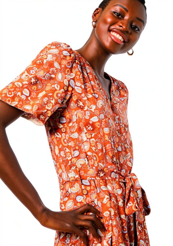 Noa Noa Damen Kleid Print Brown Kurzarm, knielang, Größe 34‑46-4