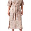 Jayla Kleid von Noa Noa kurzärmlig Sand und Off White Größe S-M M-L-0