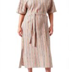 Jayla Kleid von Noa Noa kurzärmlig Sand und Off White Größe S-M M-L-0