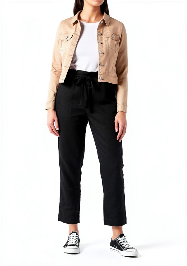 Noa Noa Leinenhose Damen Loose Fit - Schwarz 37W/27L-1