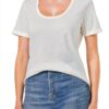 Noa Noa Damen T-Shirt runder Ausschnitt Cloud Dancer Schwarz XS-XXL-0
