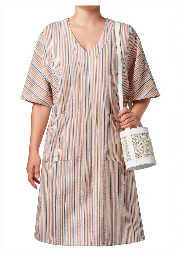 Jayla Kleid von Noa Noa kurzärmlig Sand und Off White Größe S-M M-L-1