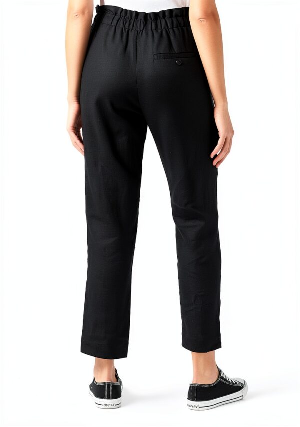 Noa Noa Leinenhose Damen Loose Fit - Schwarz 37W/27L-3
