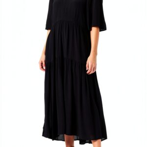Damen Kleid Noa Noa Schwarz Kurzarm 3/4 Länge Modell 1-11000-2-0