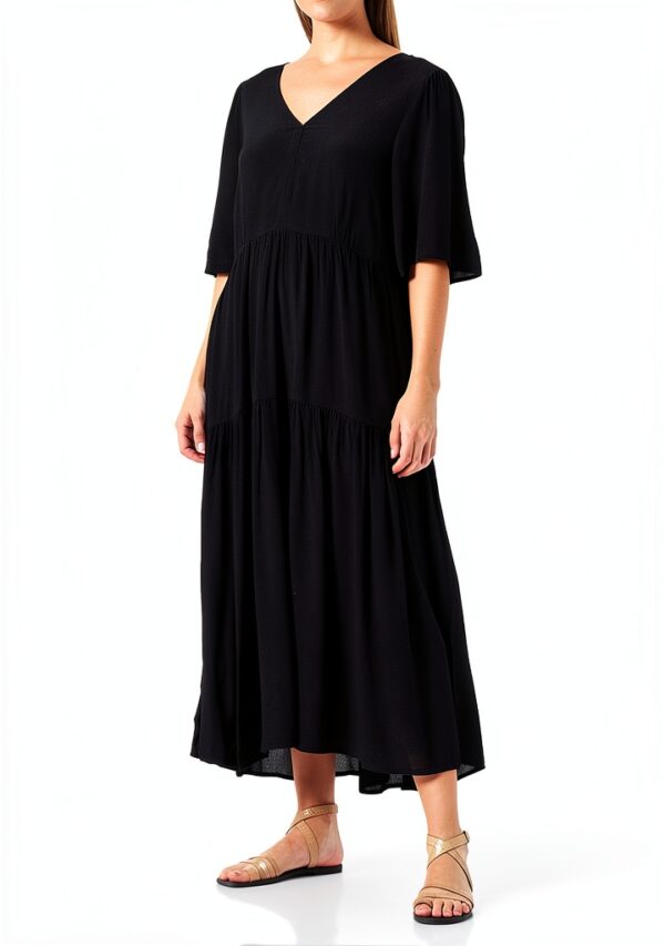 Damen Kleid Noa Noa Schwarz Kurzarm 3/4 Länge Modell 1-11000-2-0