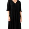 Damen Kleid Noa Noa Schwarz Kurzarm 3/4 Länge Modell 1-11000-2-1